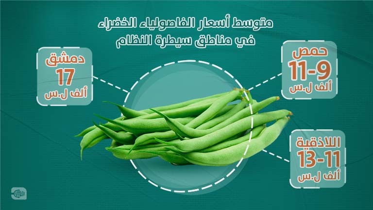 متوسط سعر الفاصولياء في مناطق تحت سيطرة النظام السوري - روزنة