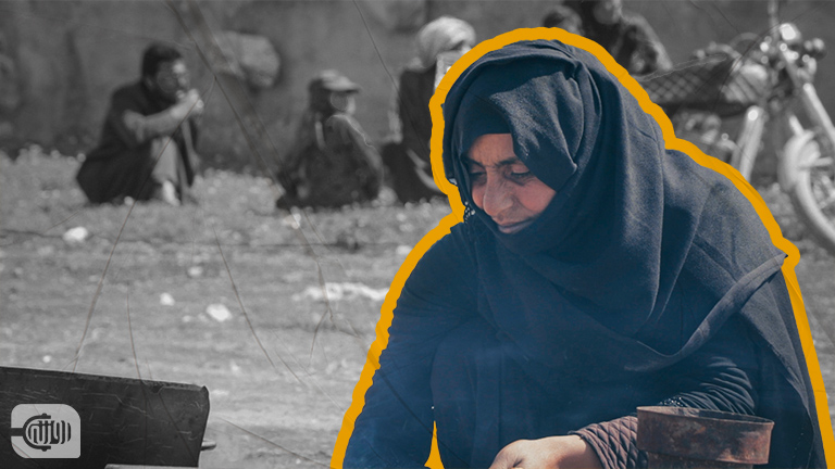 سيدة في إحدى مخيمات النازحين- rozana